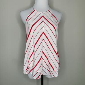 Intermix Red White Stripe Silk Halter Neck Top Sz Medium Camisole